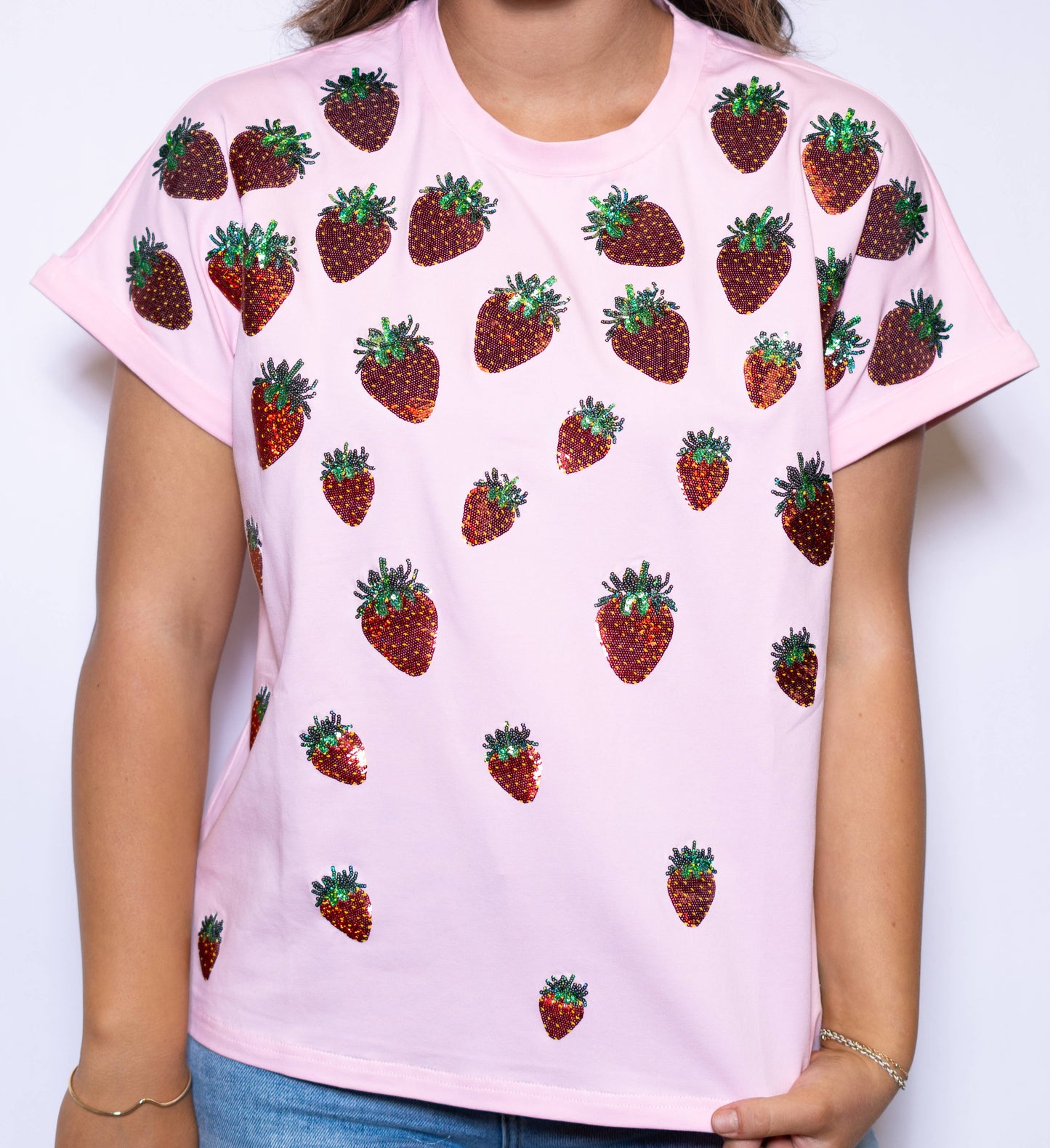 Strawberry Patch Sequin Design Cuff Sleeve