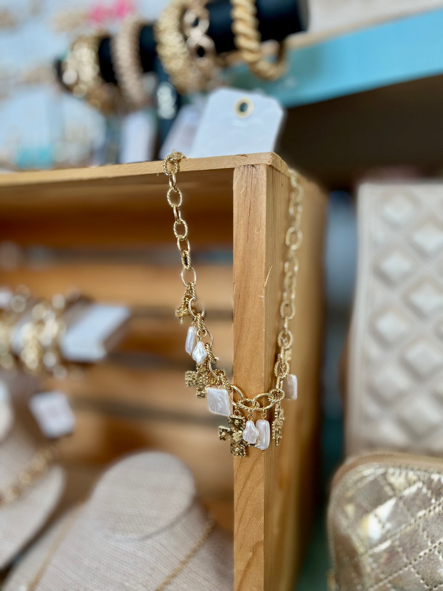Pearson Cross Charm Necklace Gold