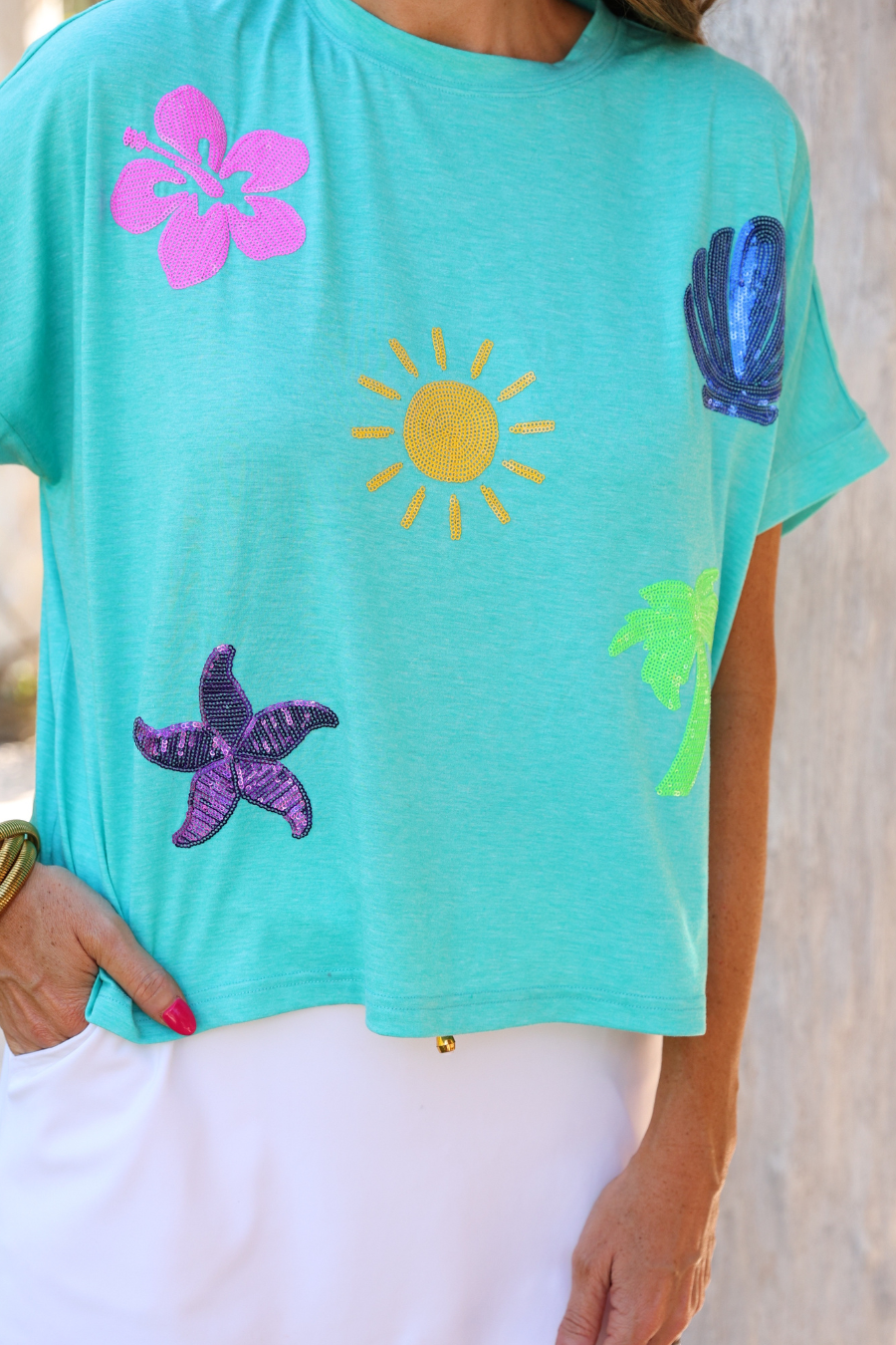 Seaside Sequin Patch Top