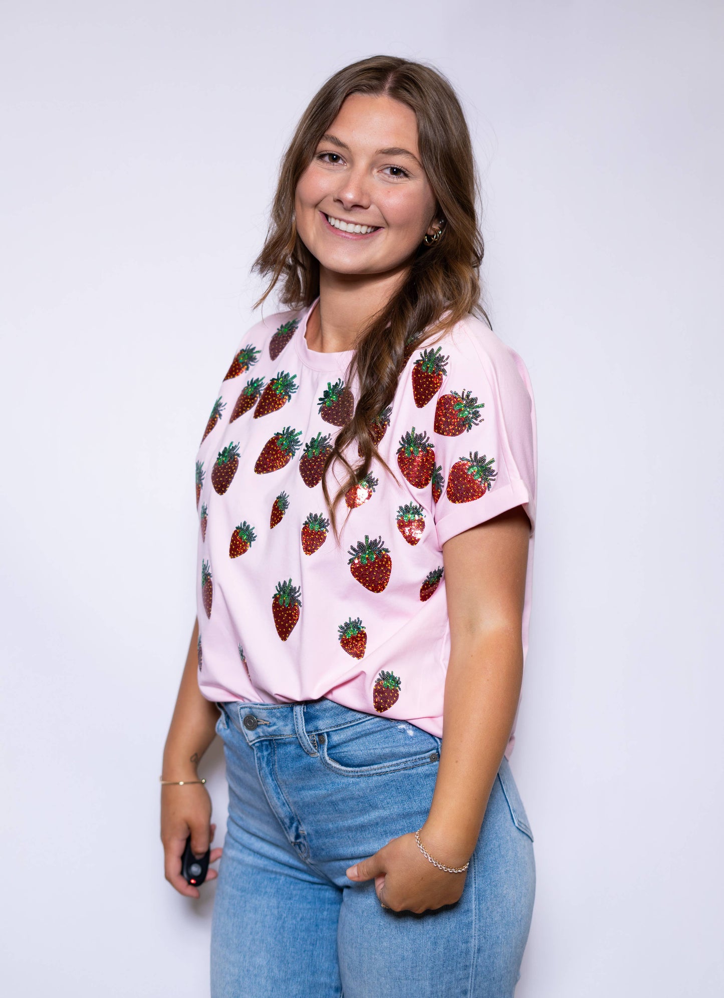 Strawberry Patch Sequin Design Cuff Sleeve