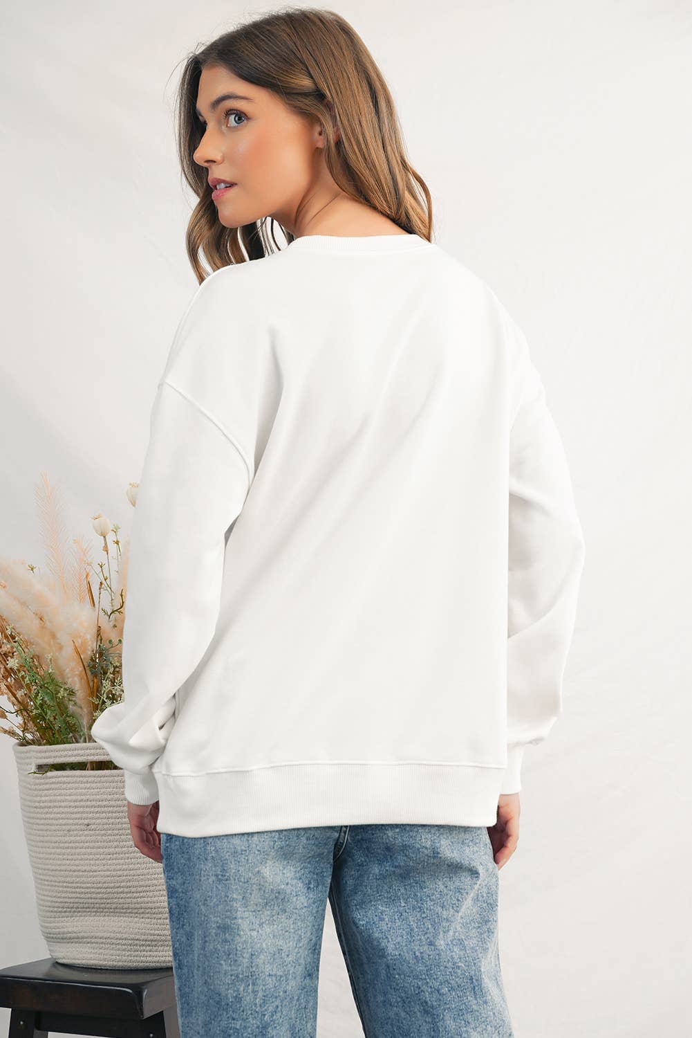 Leaf & Pumpkin Sequin Patch Sweatshirt
