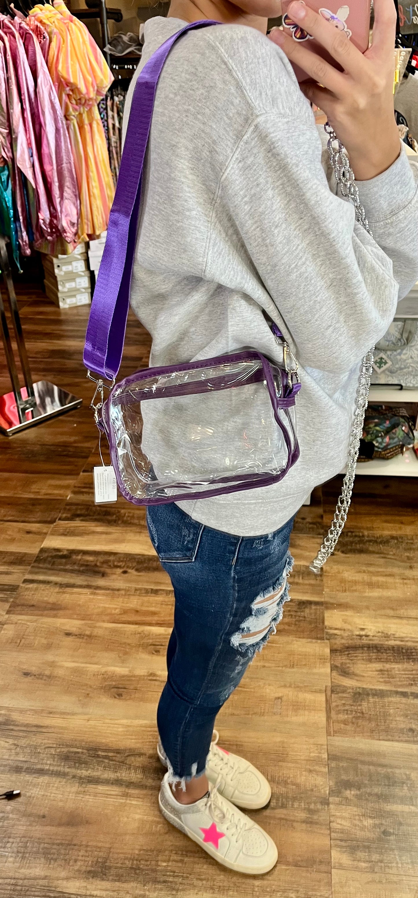 Clear Bag with Solid Strap