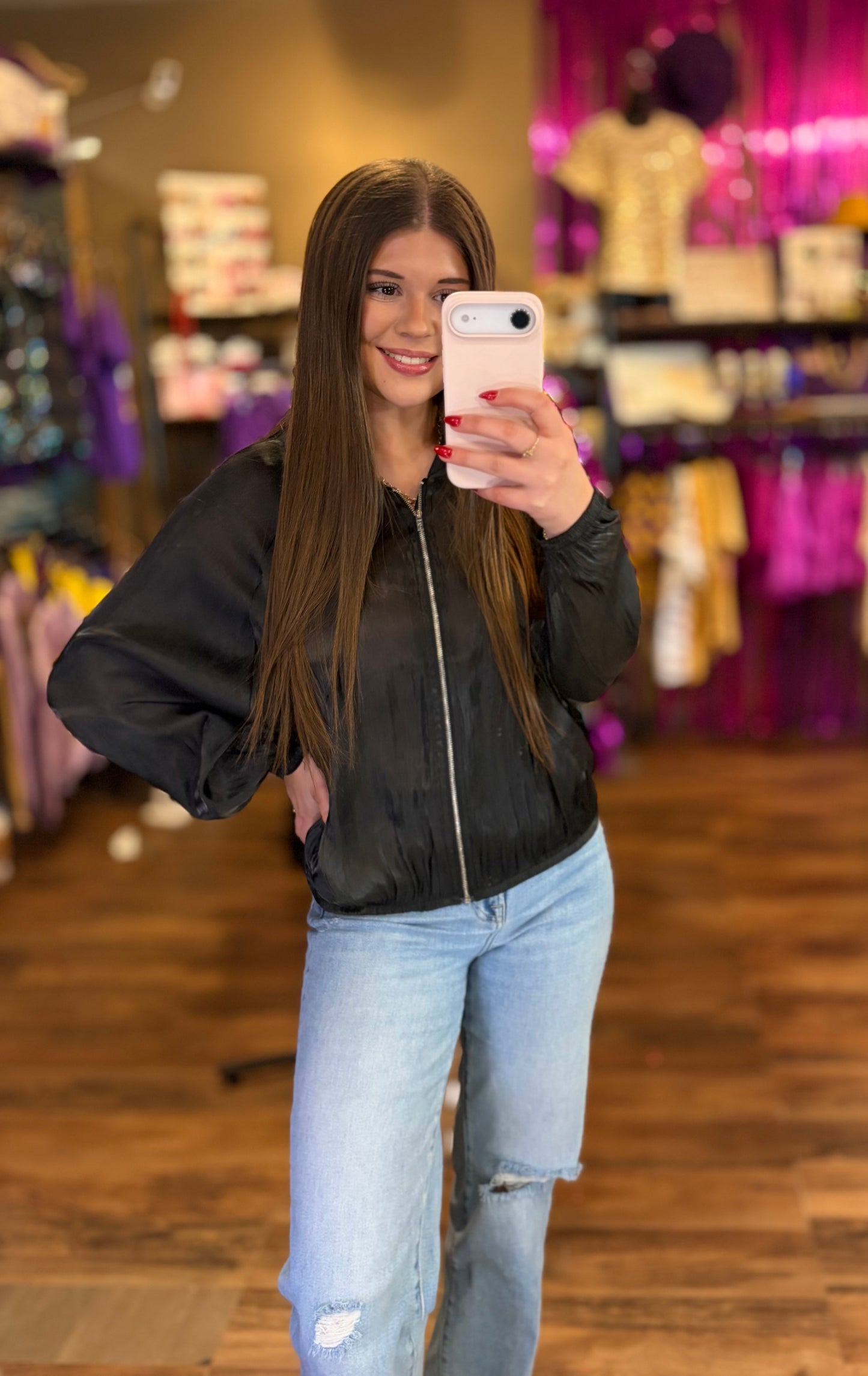 Sheer Organza Bomber Jacket