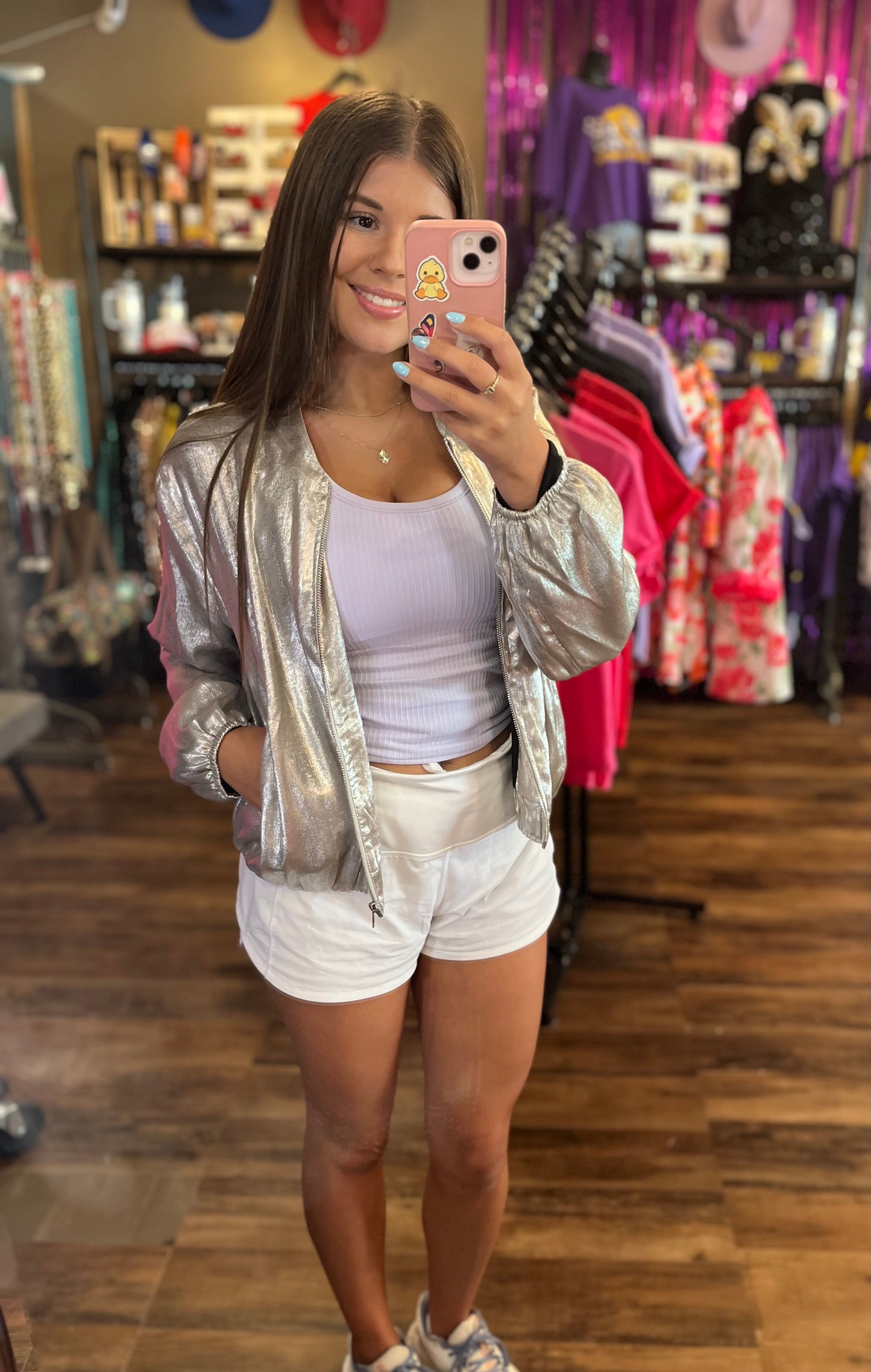 Metallic Bomber Jacket