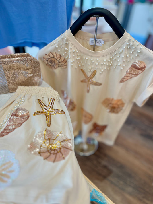 Seashell Sequin & Pearl Set
