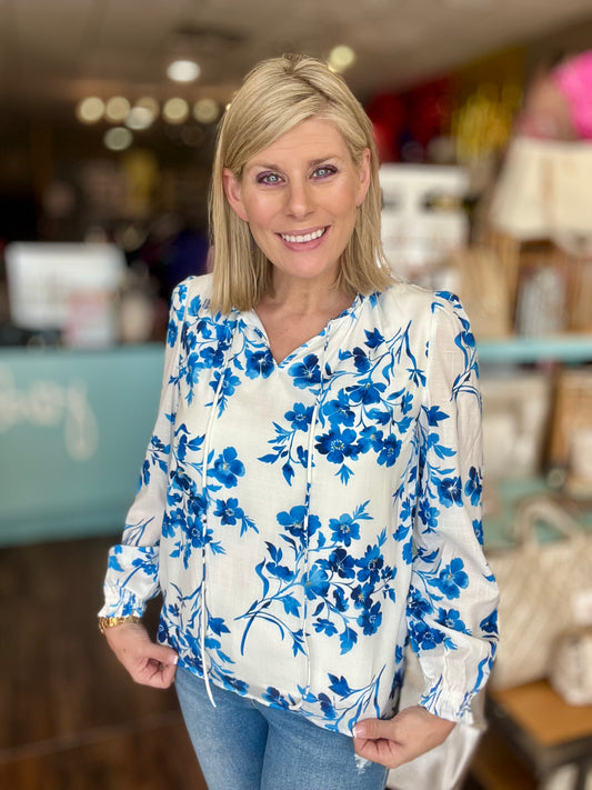 Blue Floral Beauty Blouse