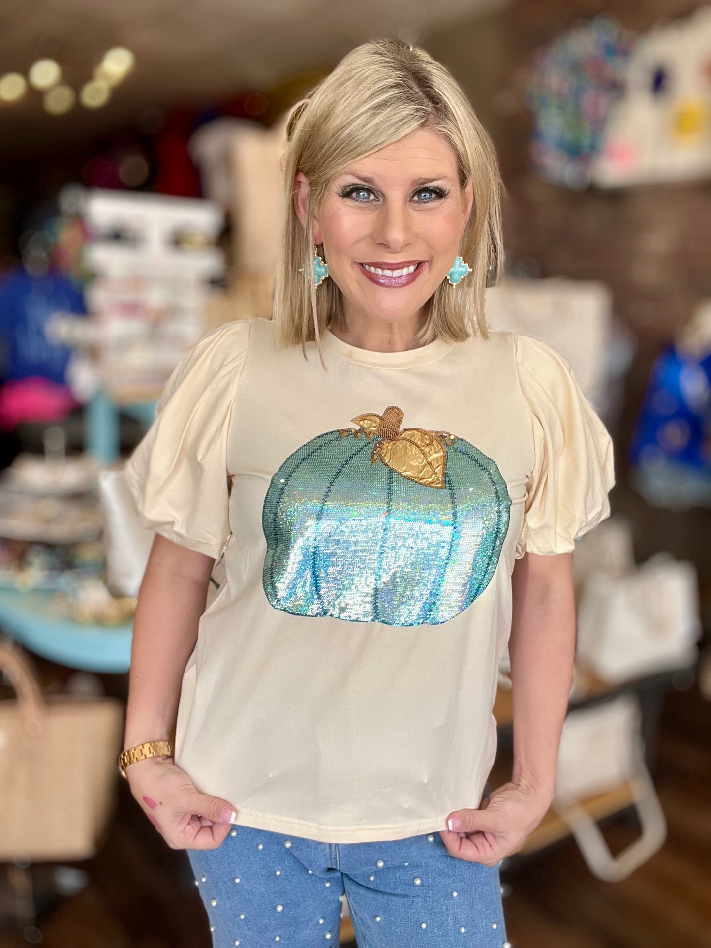 Pretty Pumpkin Sequin Shirt