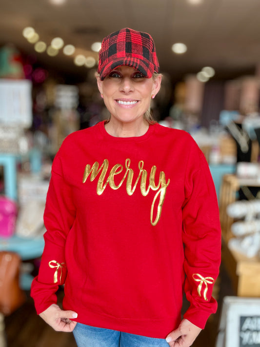 Merry Puff Letter Sweatshirt