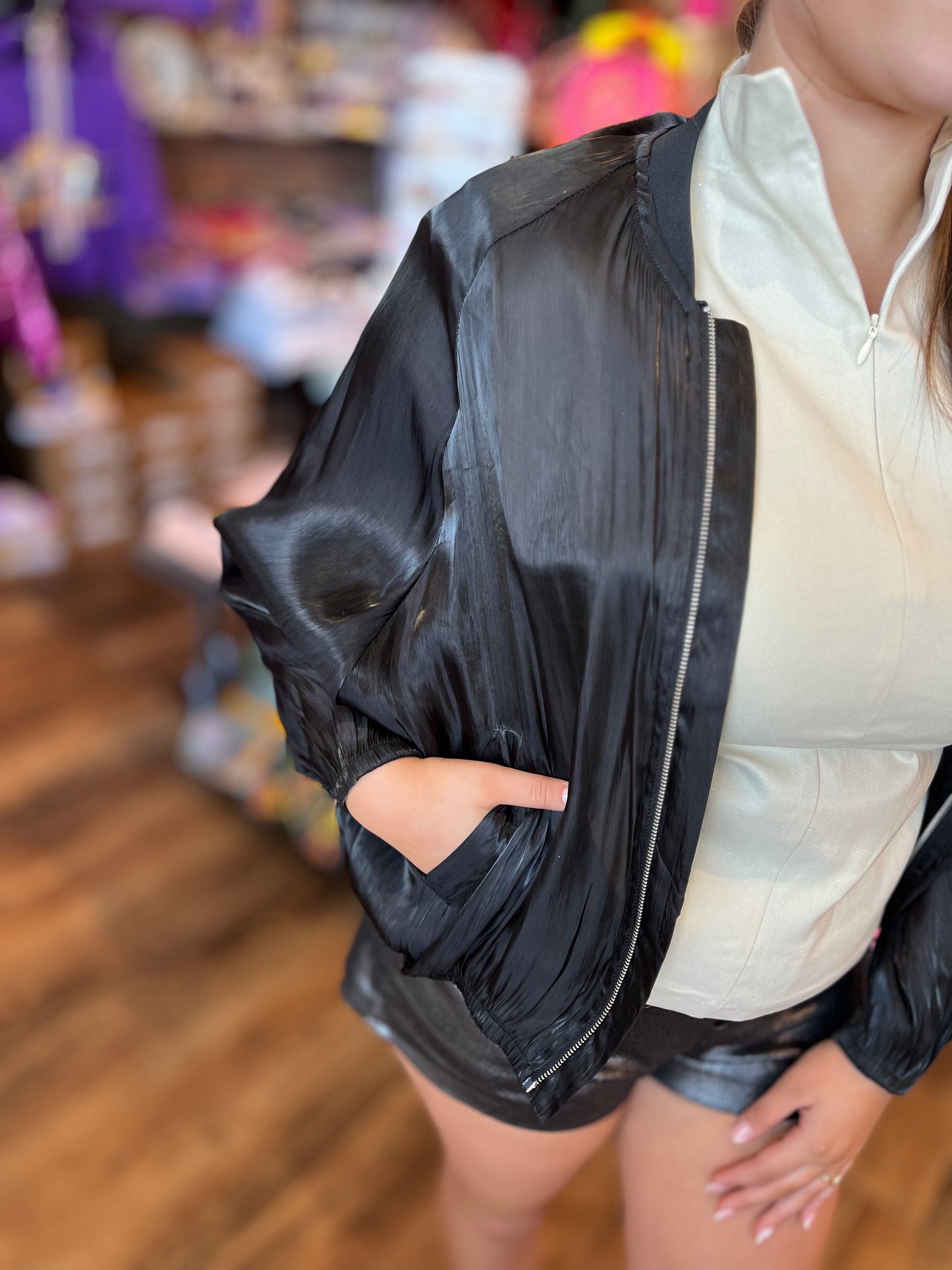 Sheer Organza Bomber Jacket