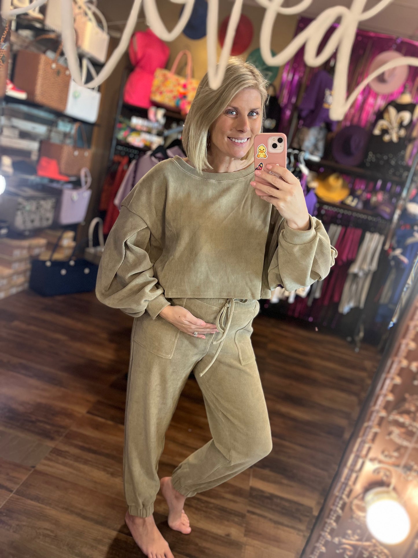 Balloon Sleeve Crop Set