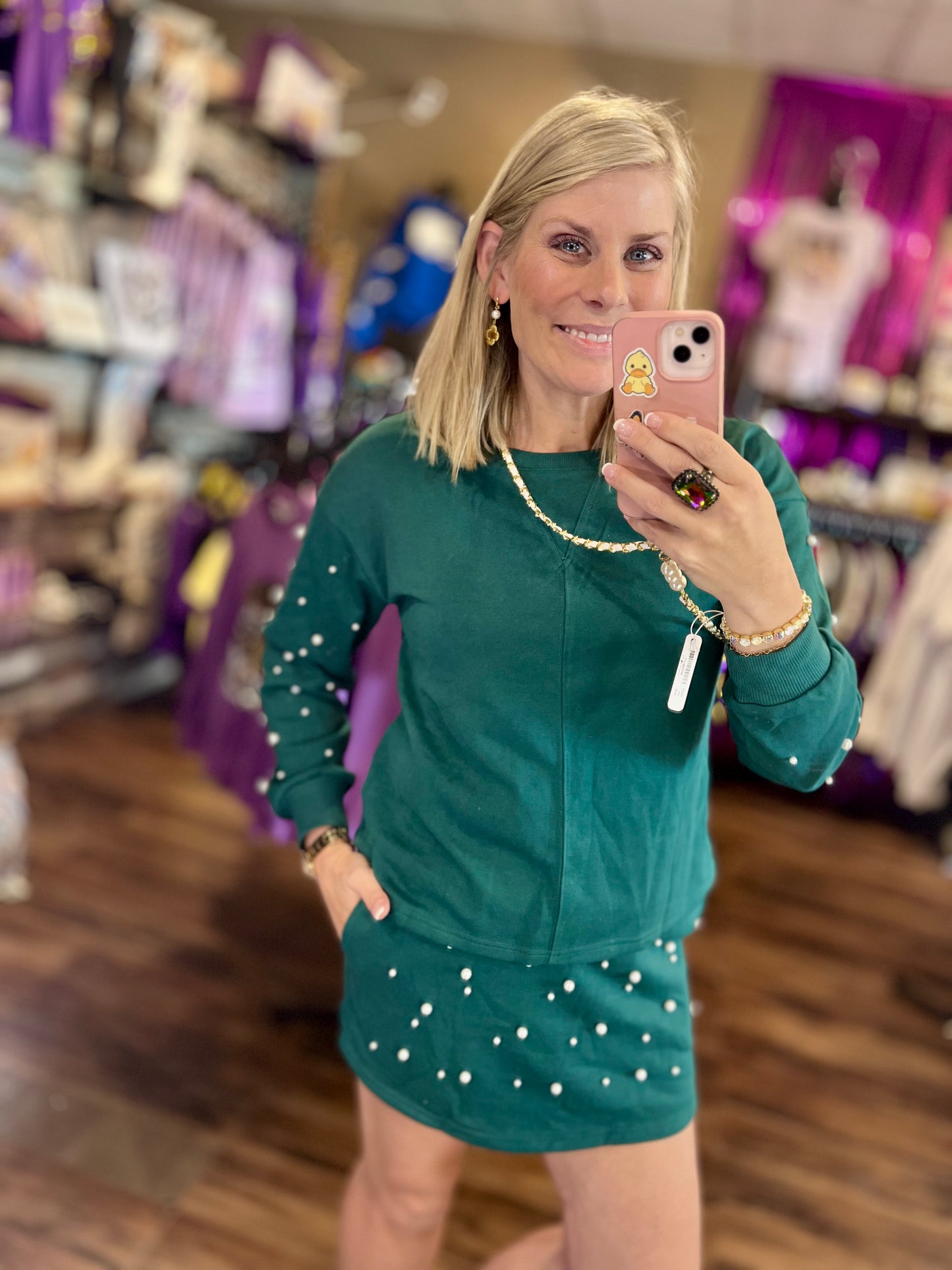 Pearl Detail Sweater & Mini Skort