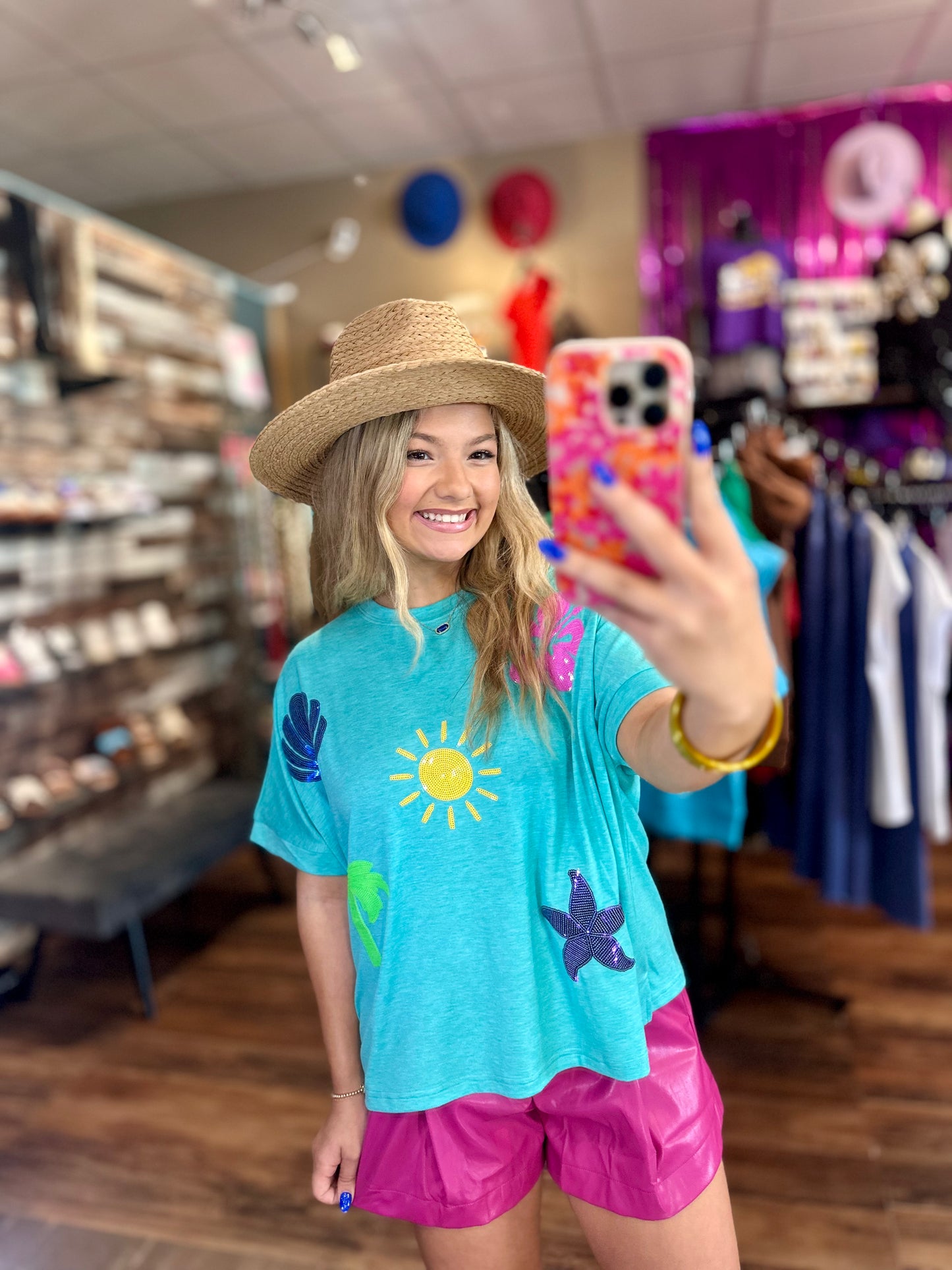 Seaside Sequin Patch Top