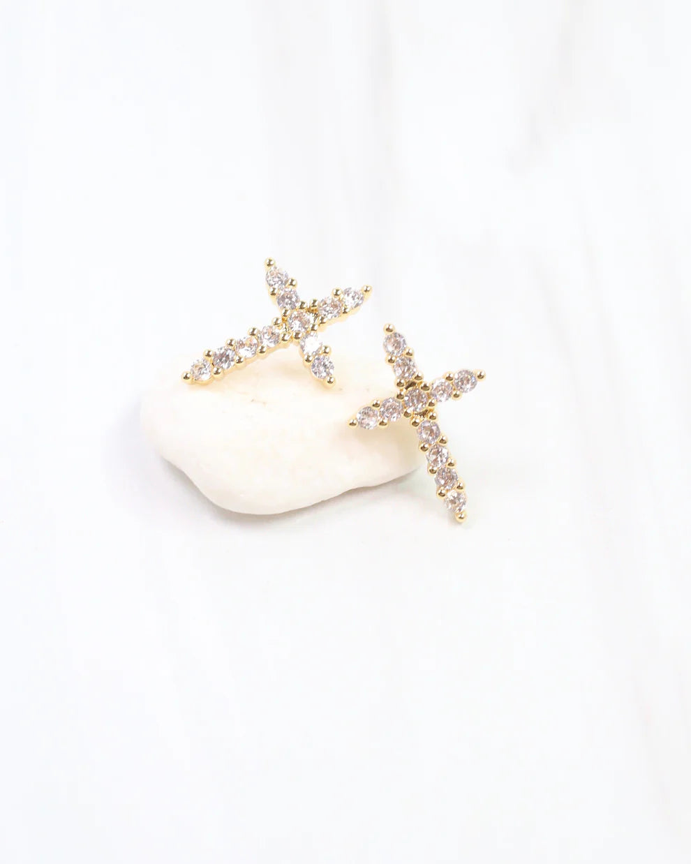 Florence CZ Cross Earring Gold