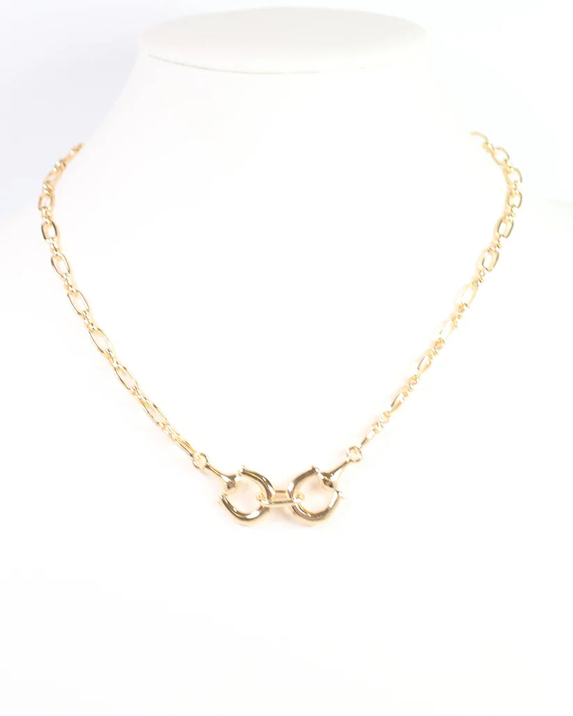 Declan Double Horsebit Necklace Gold