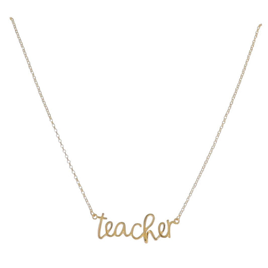 18K Gold Plated Script Necklace in Box