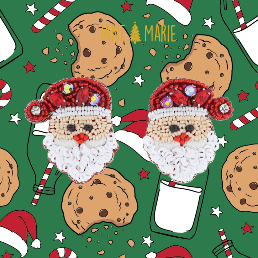 JM Beaded Santa Head Earrings