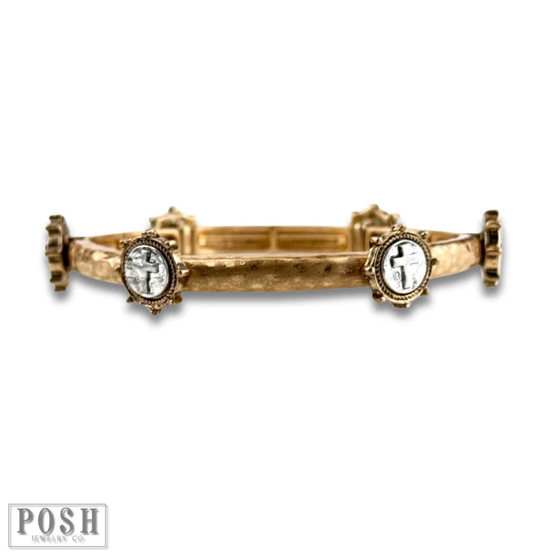 Antique Look Cross Cuff Bracelet