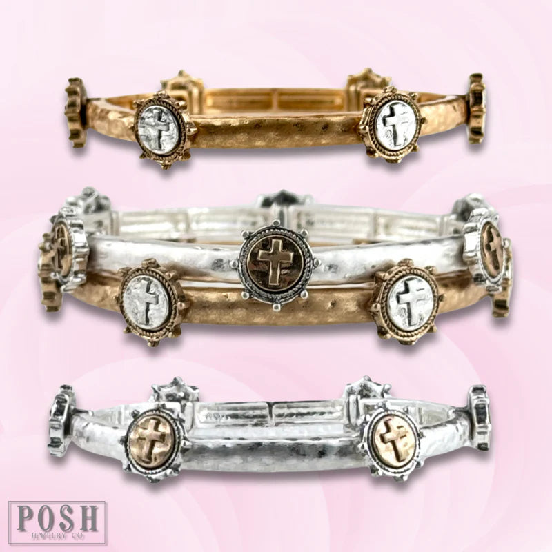 Antique Look Cross Cuff Bracelet
