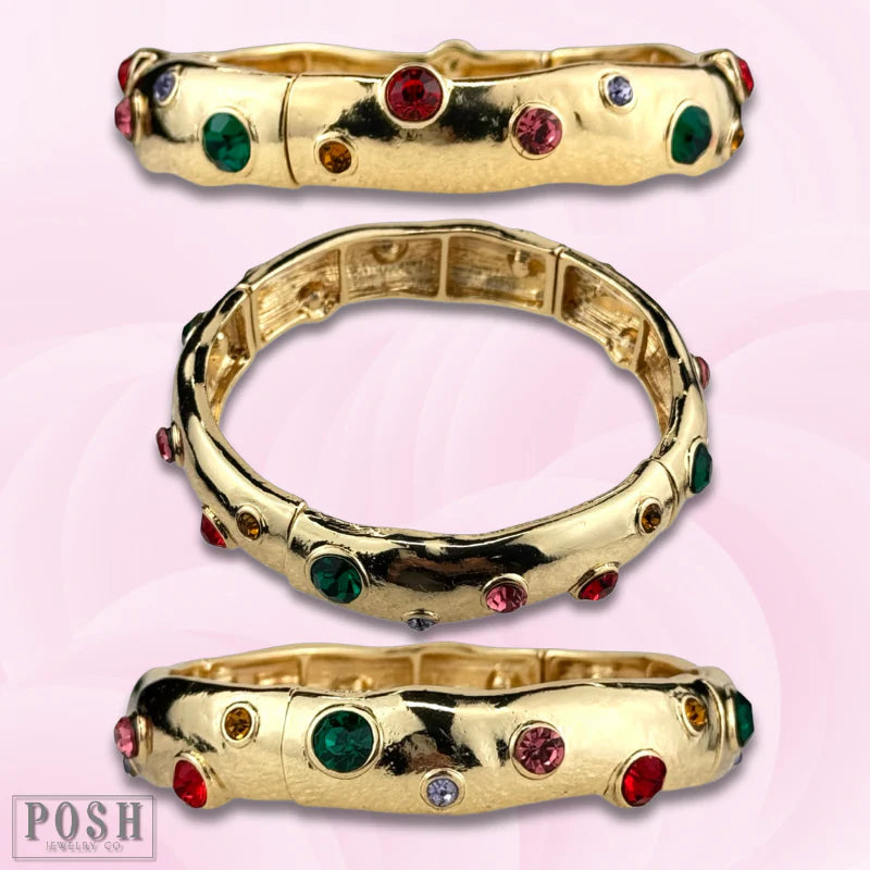 Multi-Color Rhinestone Cuff Bracelet