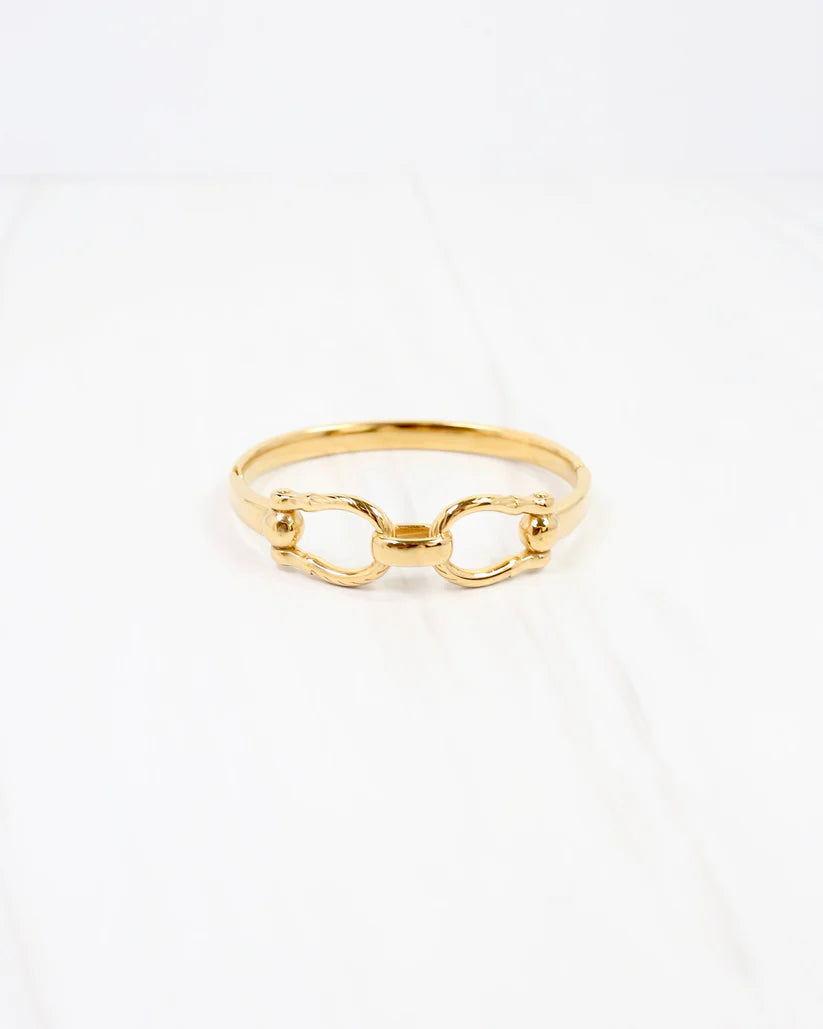 Lockport Horsebit Hinged Bracelet WP Gold