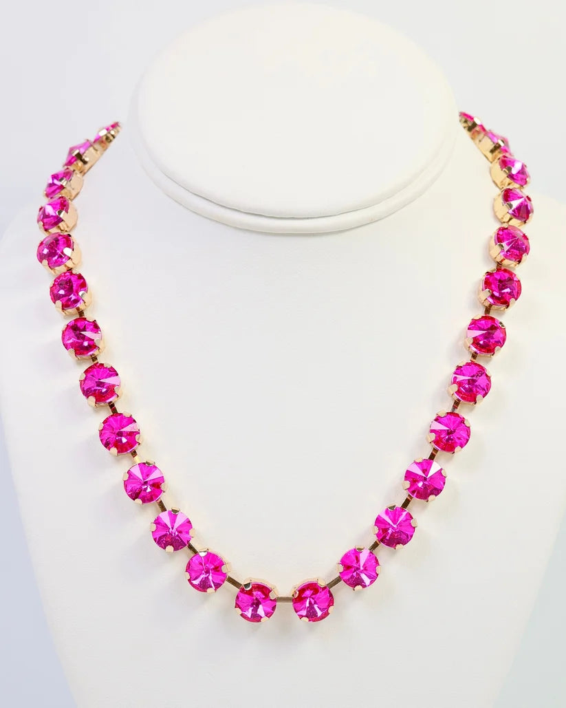 Radcliffe Rhinestone Necklace Fuchsia