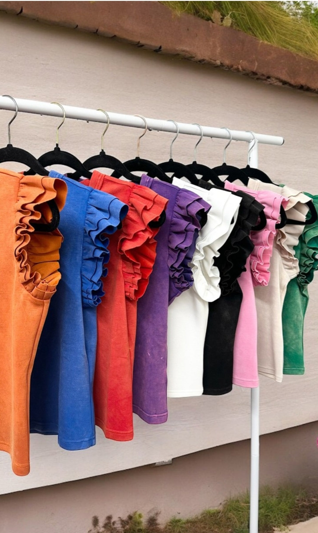 Mineral Wash Ruffle Sleeve Blouse