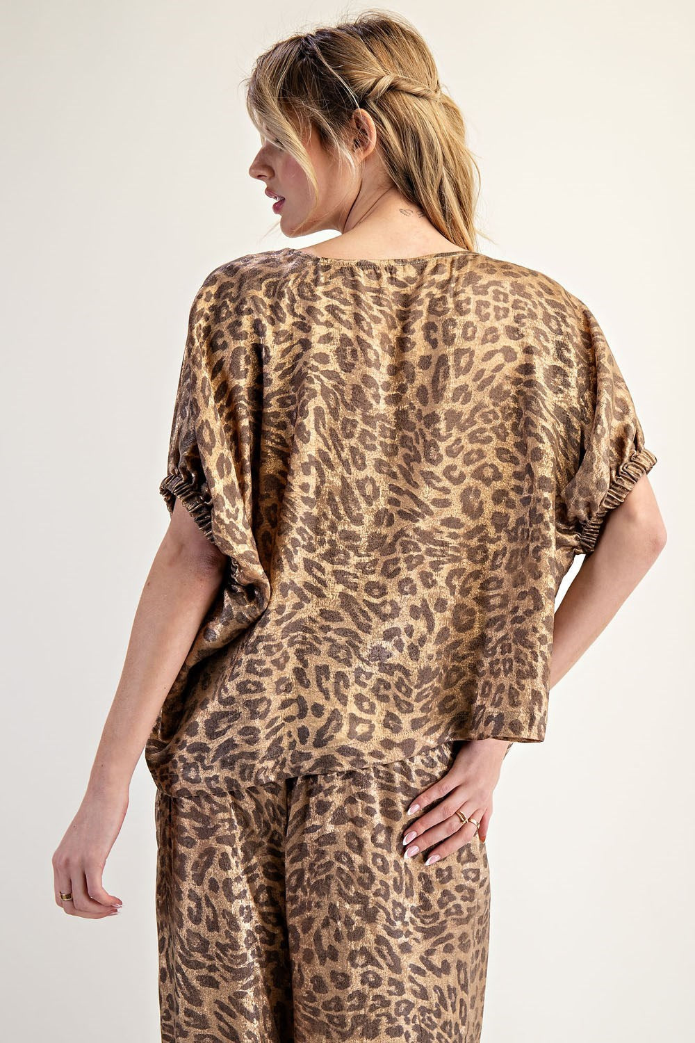 Metallic Leopard Print Blouse