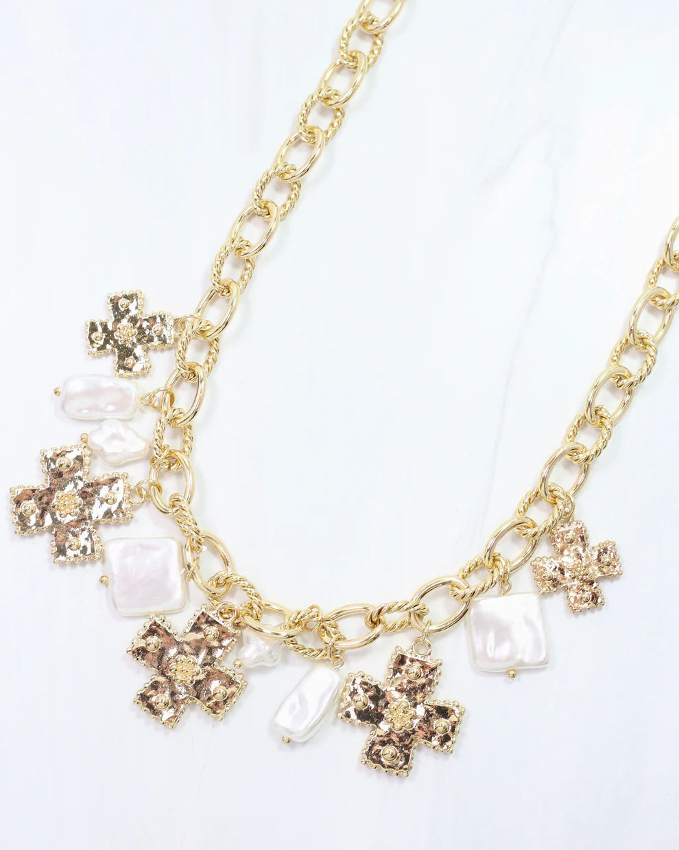 Pearson Cross Charm Necklace Gold