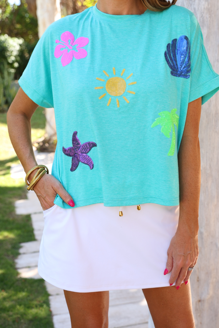 Seaside Sequin Patch Top