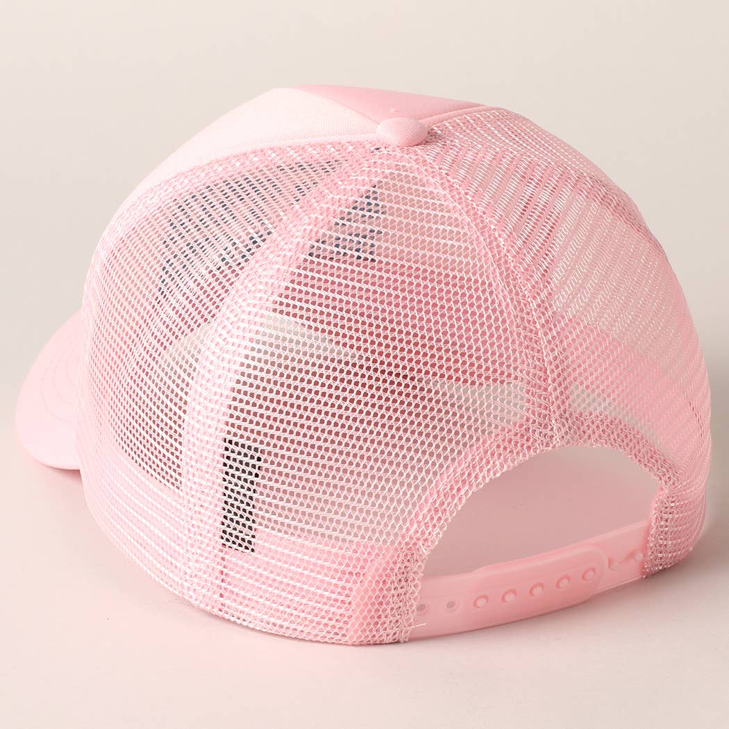 Meet Me At Beach Embroidered Mesh Back Cap