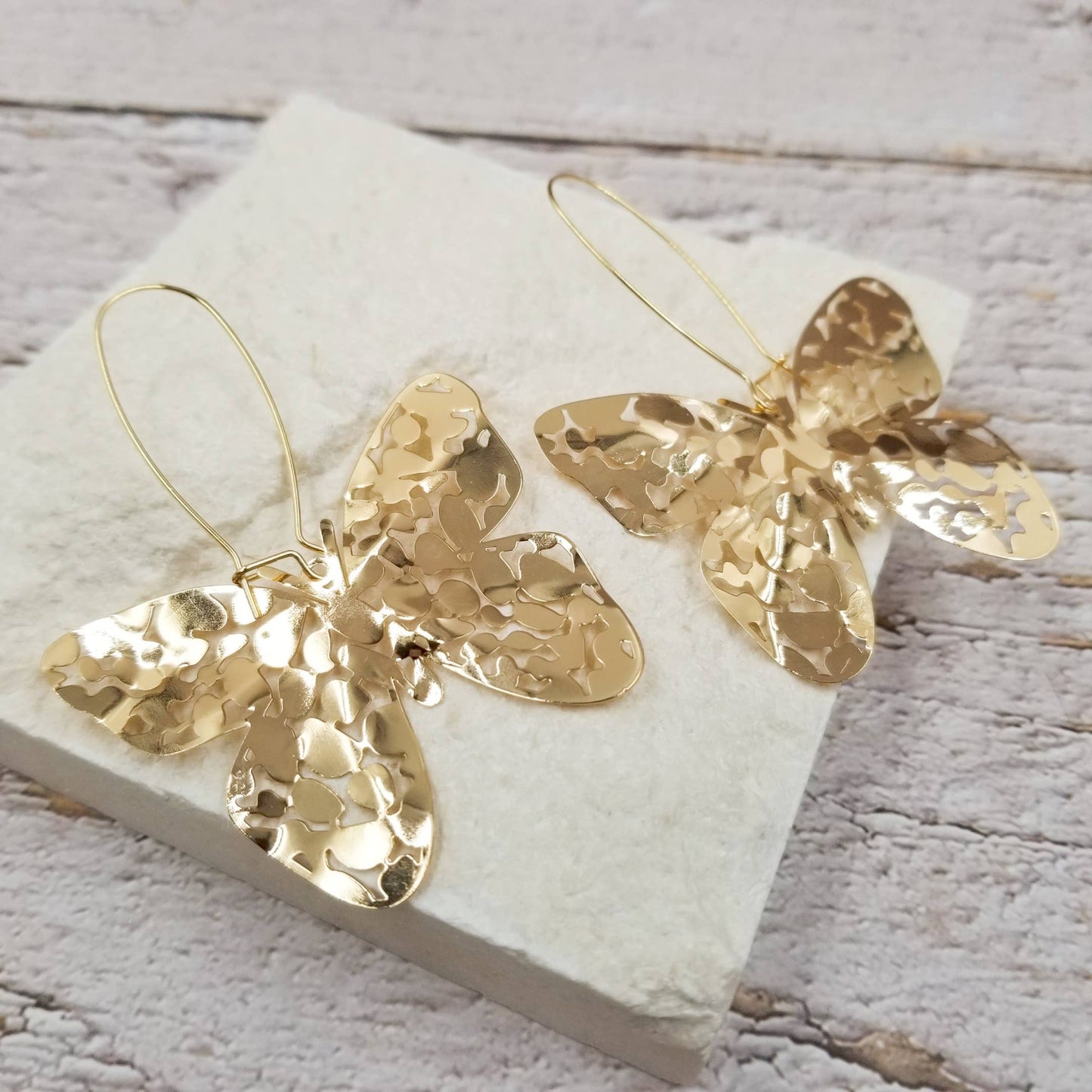 Brass Hollow Butterfly Earrings
