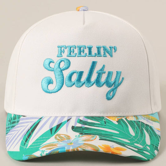 Feelin' Salty Letter Embroidery Floral Trucker Hat