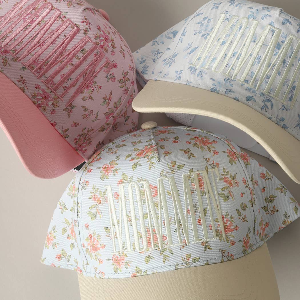 MOMMIN' Embroidered Flower PatternTrucker Hat
