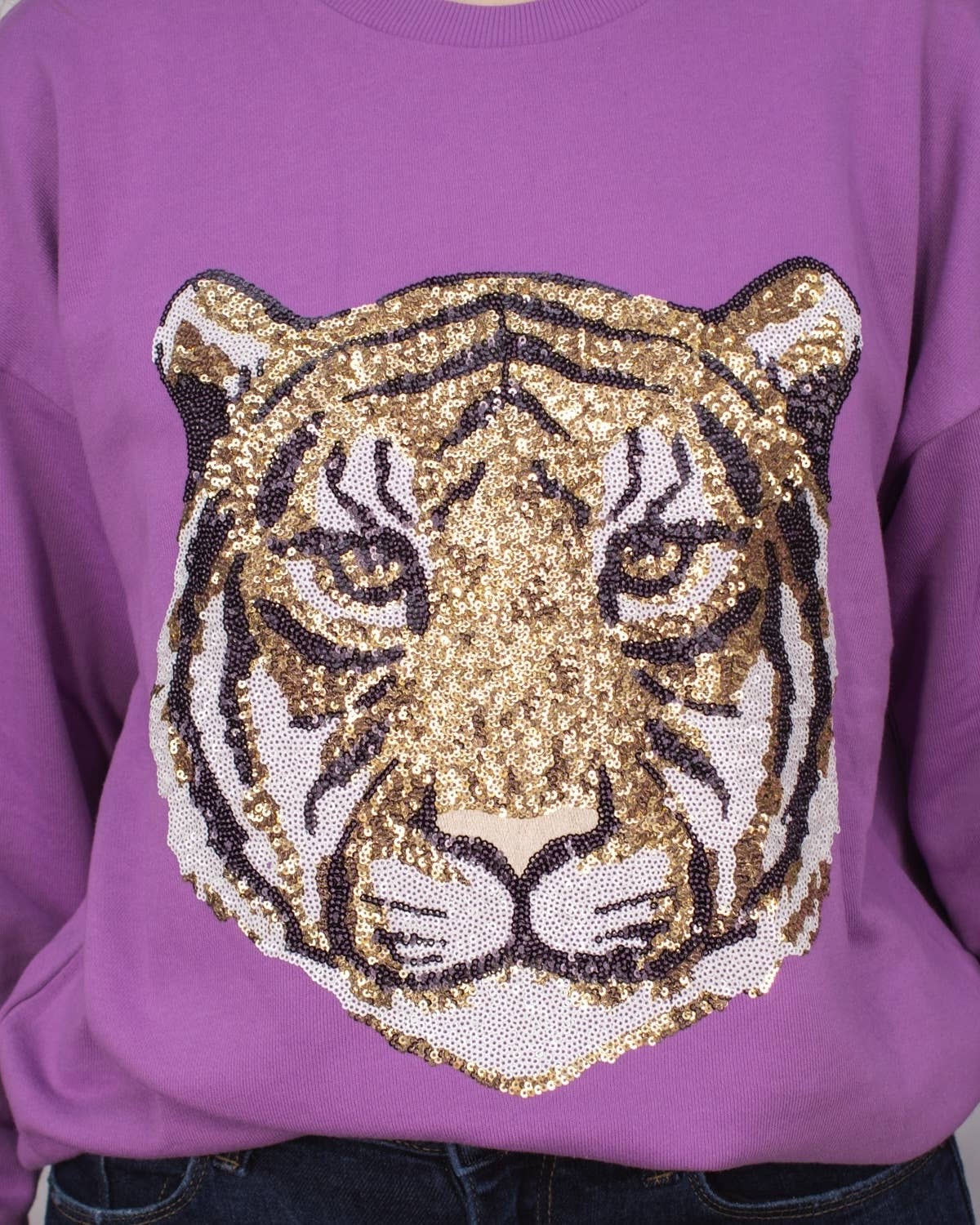 Tiger Face Sequin Sweatshirt