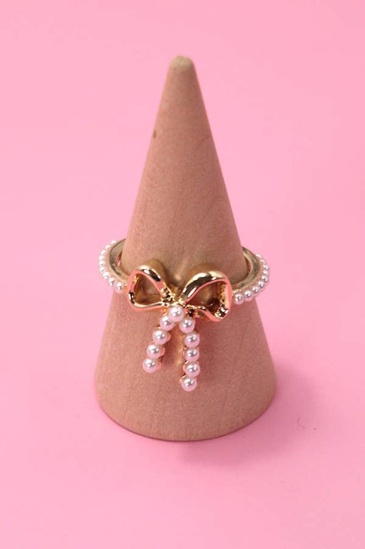 Gold Bow + Pearl Ring