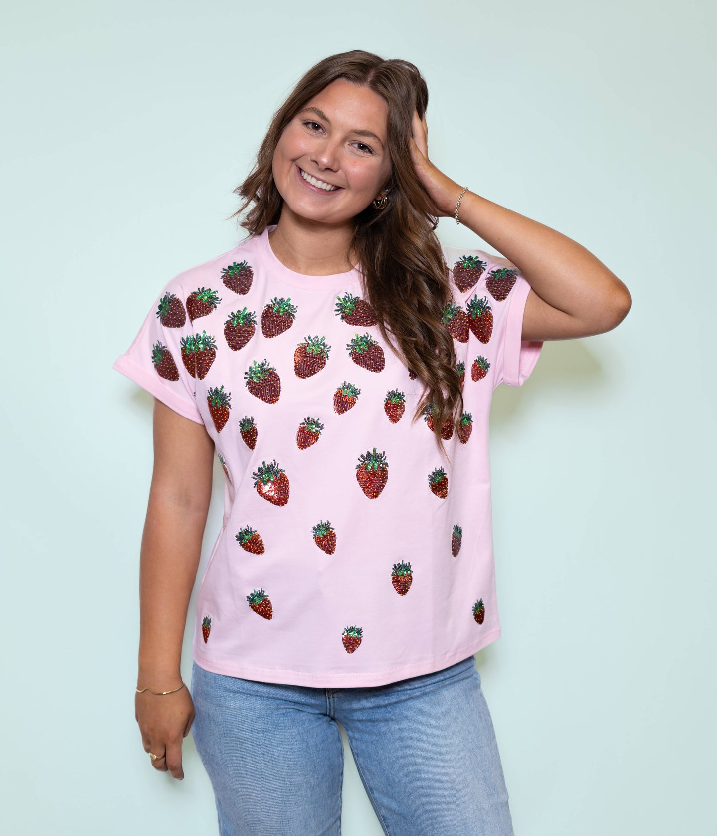 Strawberry Patch Sequin Design Cuff Sleeve