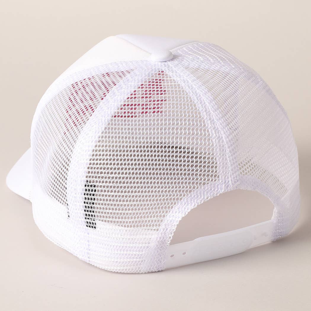 Meet Me At Beach Embroidered Mesh Back Cap