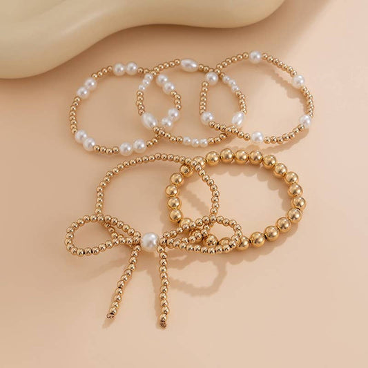 Gorgeous Pearl & Bow Bracelet Set