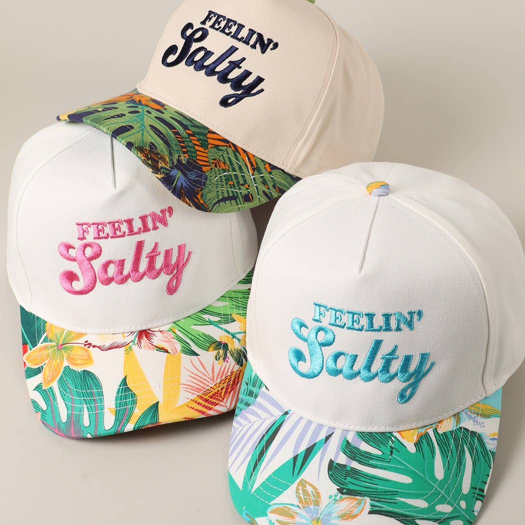 Feelin' Salty Letter Embroidery Floral Trucker Hat
