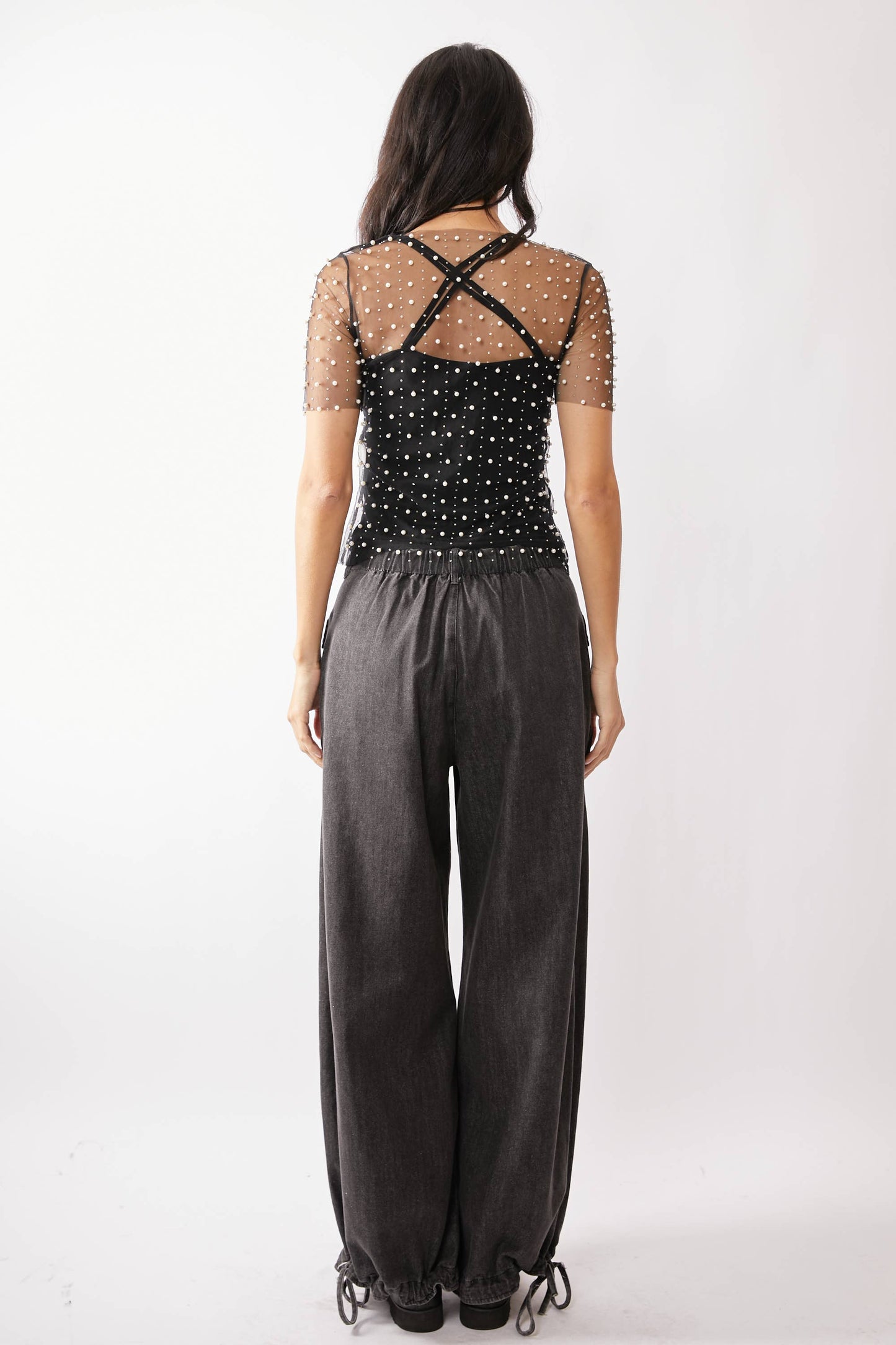 Embellished Mesh Top