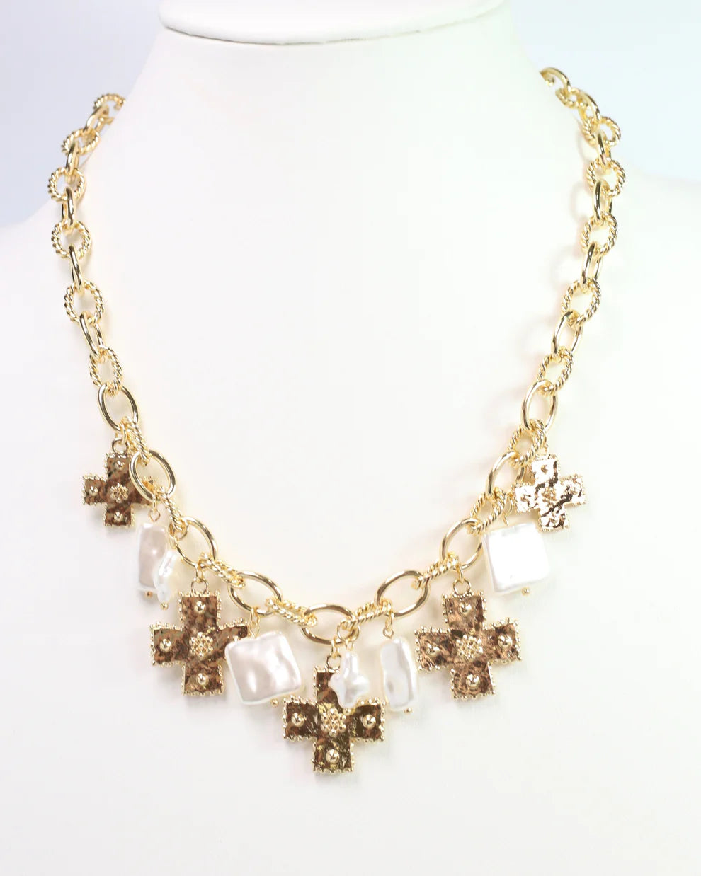 Pearson Cross Charm Necklace Gold