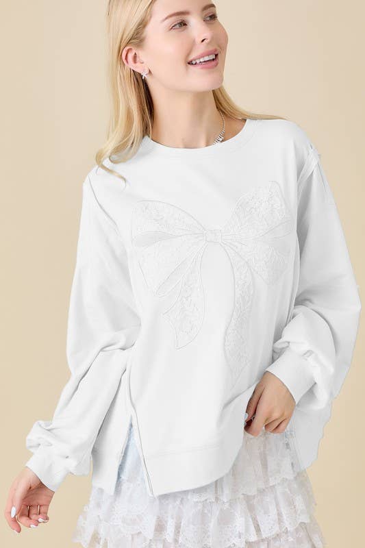 Lace Ribbon Bow Sweater