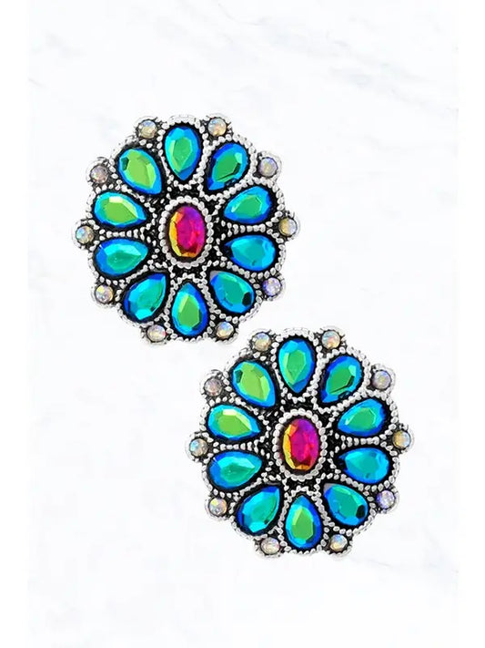 Gemstone Concho Earrings