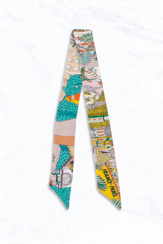 Colorful Paris-Inspired Print Thin Scarf