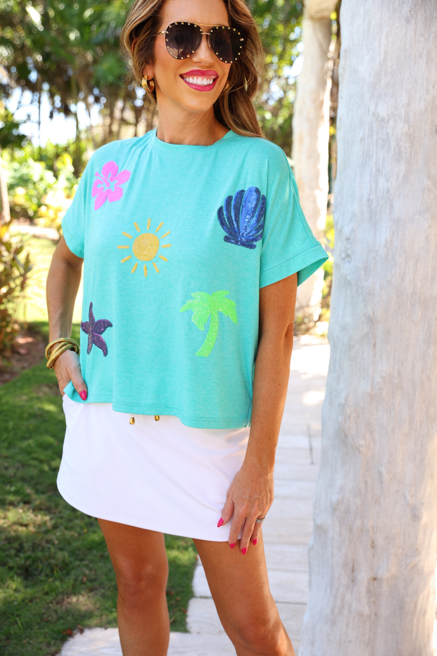 Seaside Sequin Patch Top