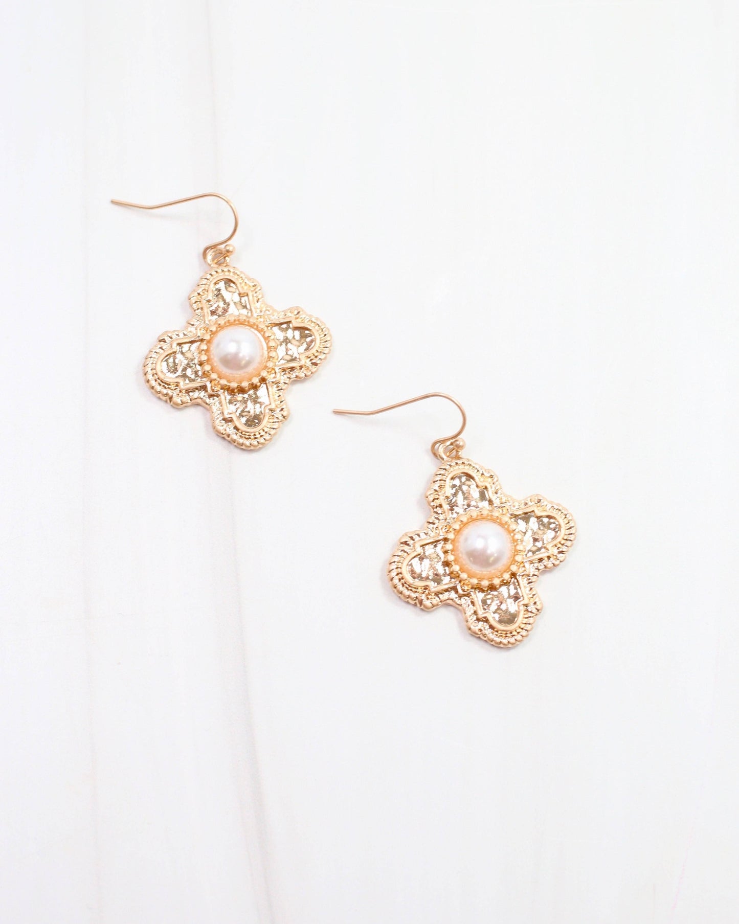Pyxie Cross and Pearl Earring Gold