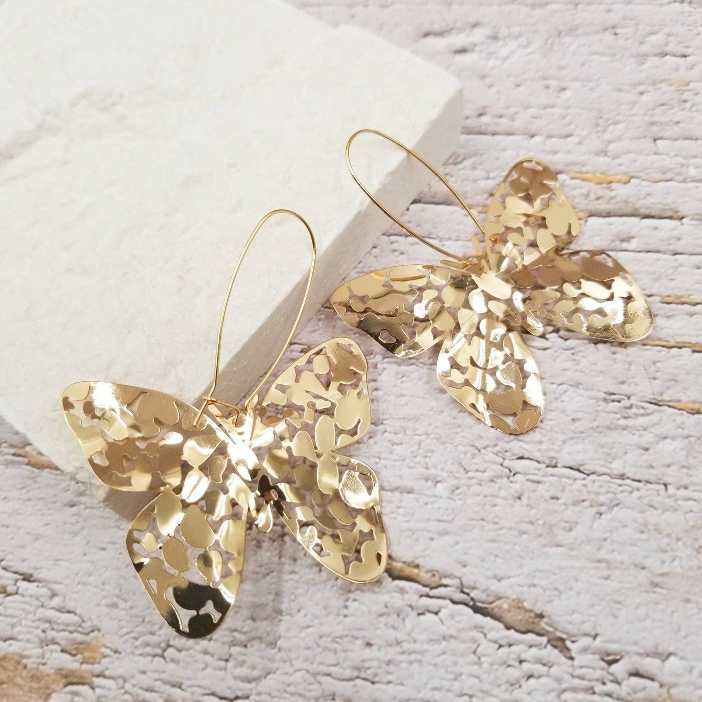 Brass Hollow Butterfly Earrings