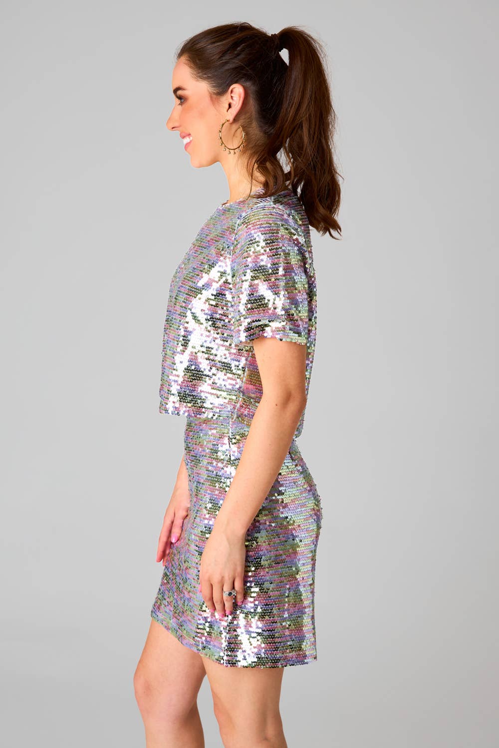 Spicy Breakfast Club Sequin Top And Skirt Set