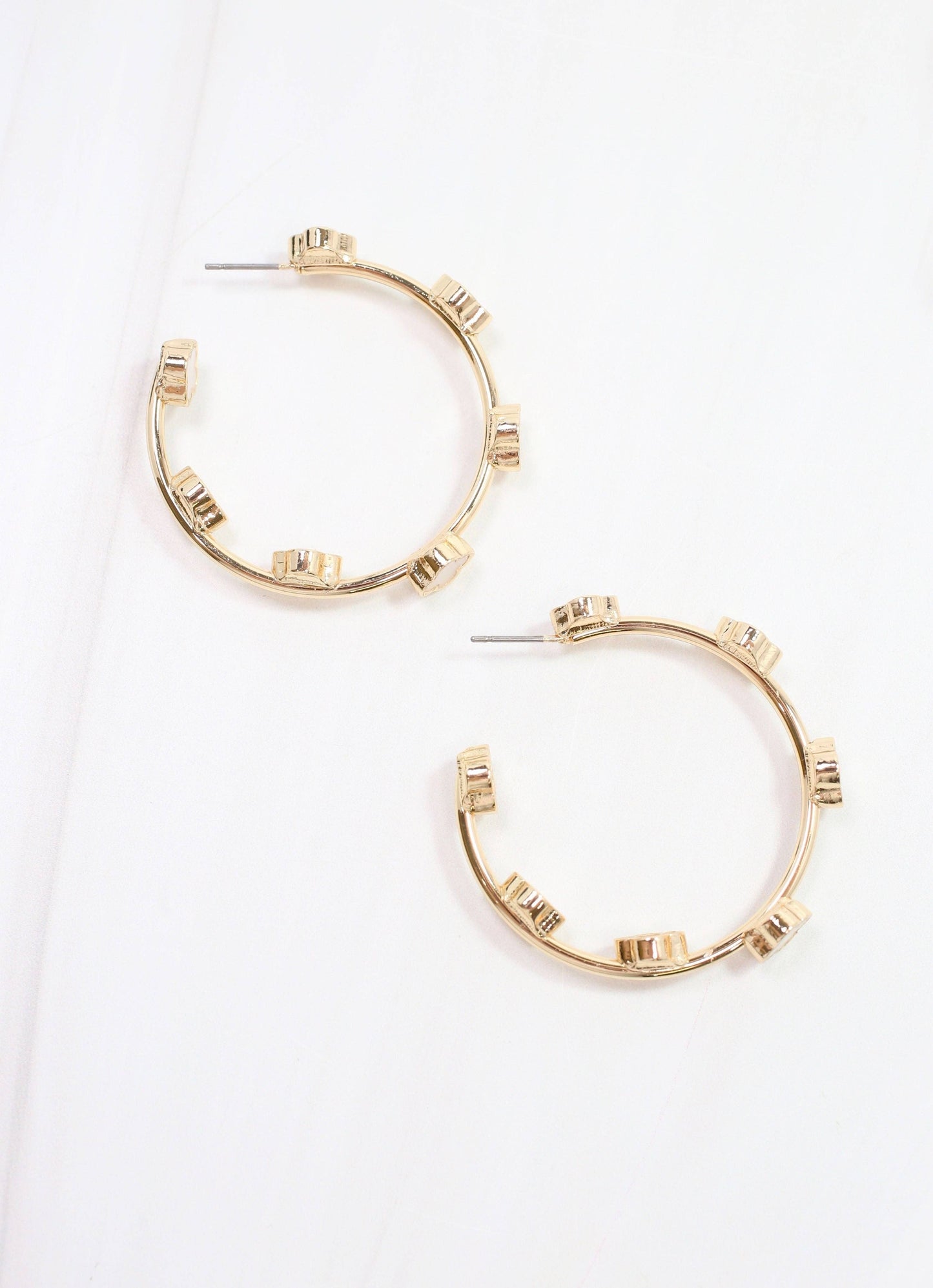 Stevens Clover Hoop Earring Gold