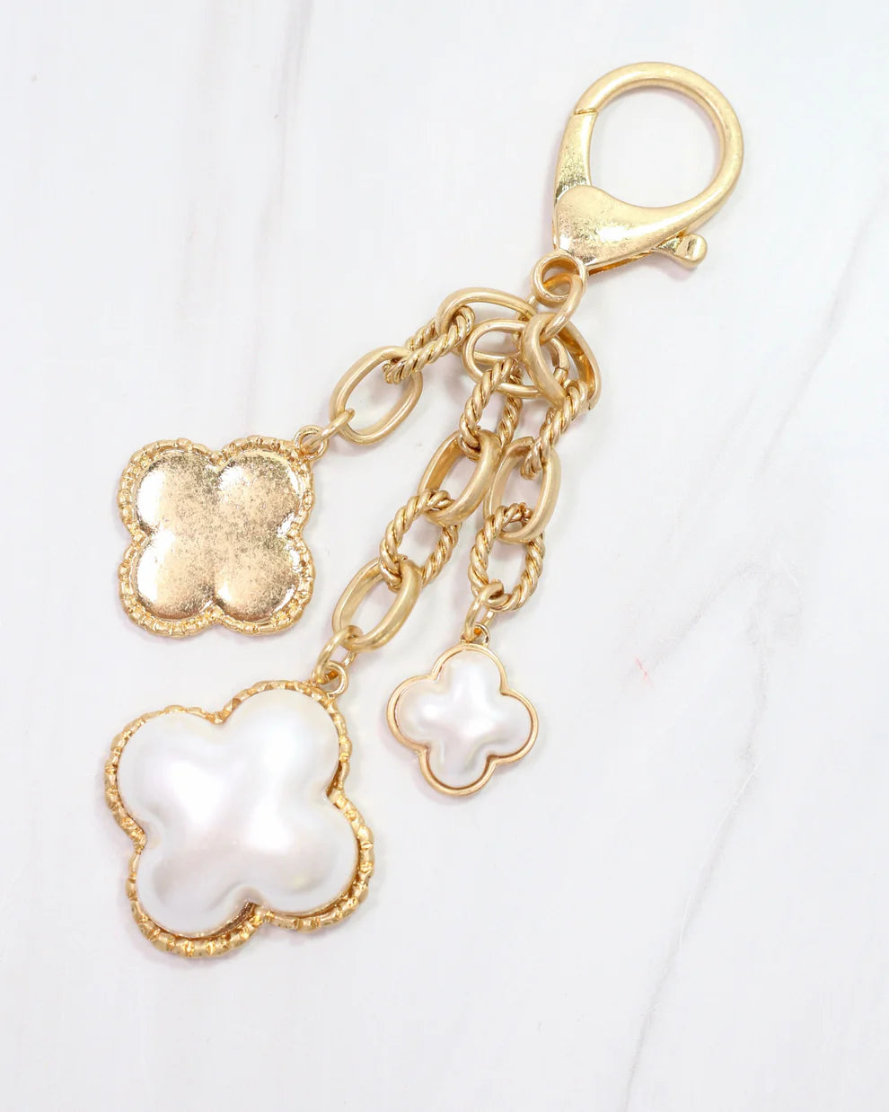 Jasmine Clover Bag Charm Worn Gold